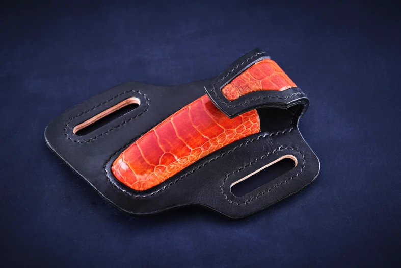 Etui de ceinture moulé Rider patte autruche orange